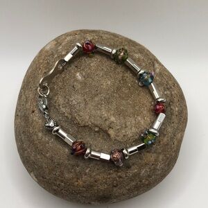 BICYCLE 🚴 Parts Bracelet with Colored Beads and Lobster Clasp 7” long